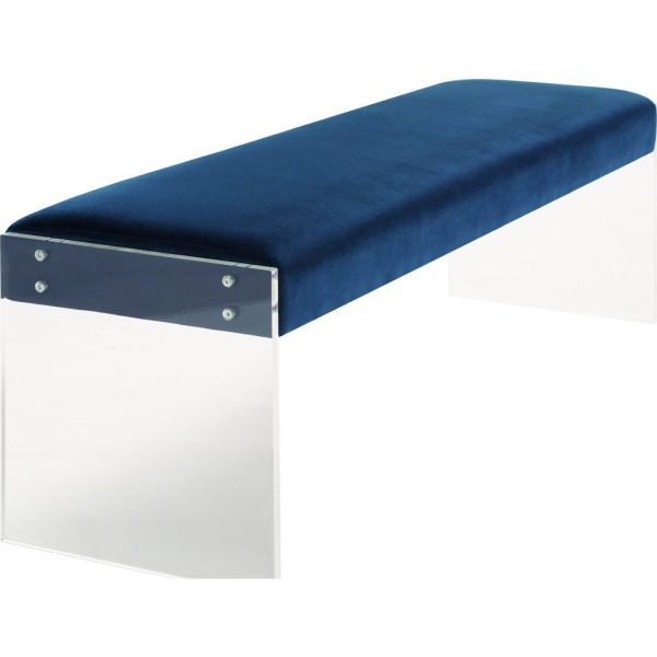 TOV Furniture Envy Velvet Acrylic Bench | Blue For Sale - Image 3