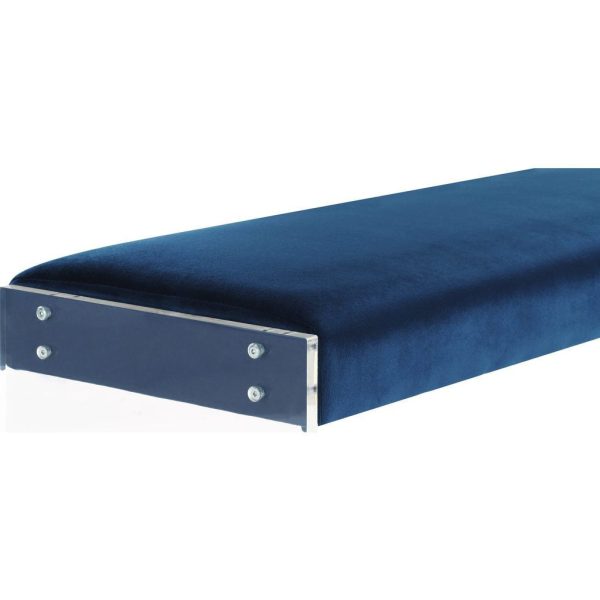 TOV Furniture Envy Velvet Acrylic Bench | Blue For Sale - Image 4