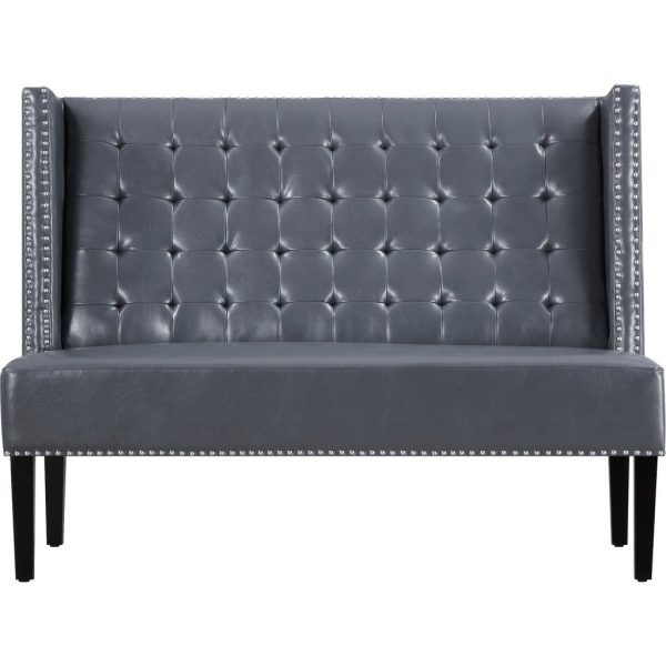TOV Furniture Halifax Leather Banquette Bench | Grey Online now - Image 2