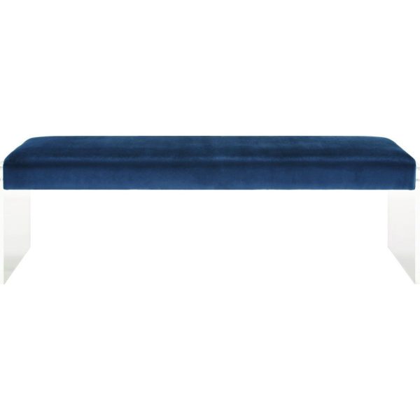 TOV Furniture Envy Velvet Acrylic Bench | Blue For Sale - Image 2