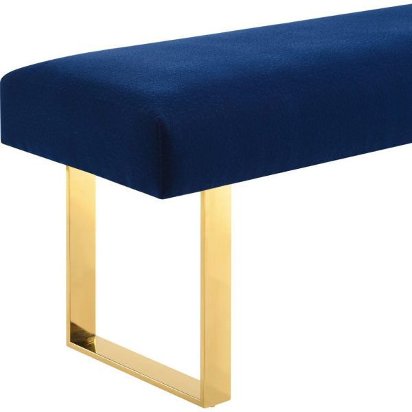 TOV Furniture Alexis Velvet Bench | Blue Discount - Image 4