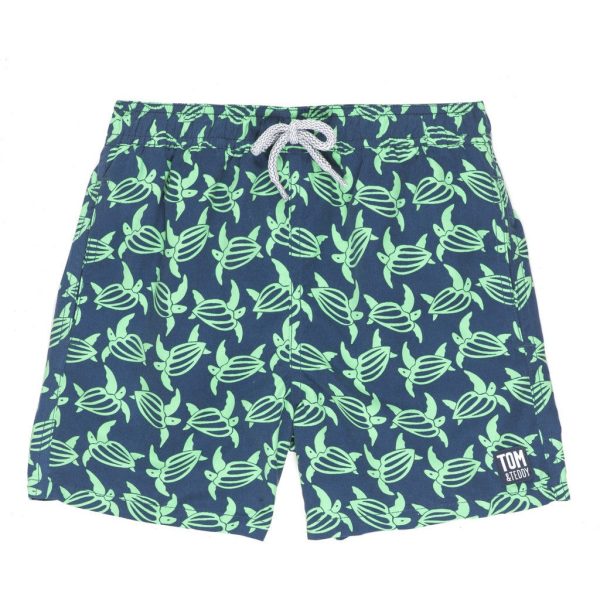 Tom & Teddy Turtle Boy s Swim Trunk | Navy & Green Online - Image 5