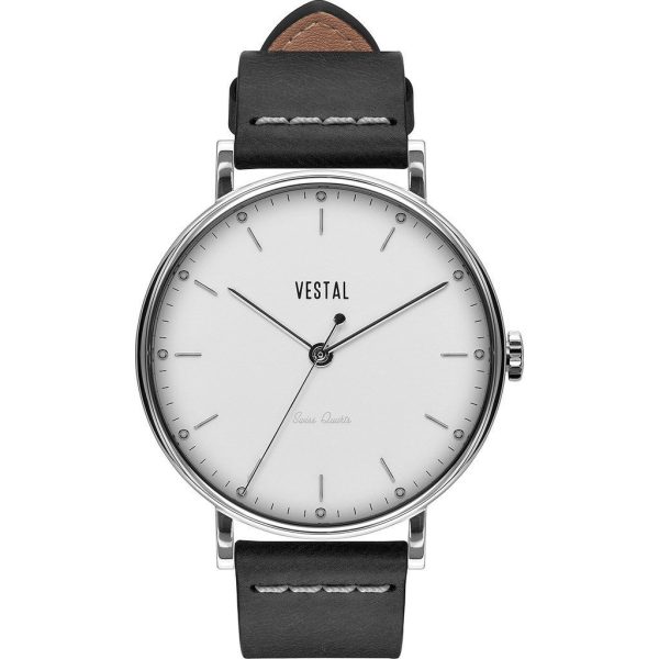 Vestal The Sophisticate Watch | Black Silver Black Italian Leather Swiss Jewel Movement Online Sale