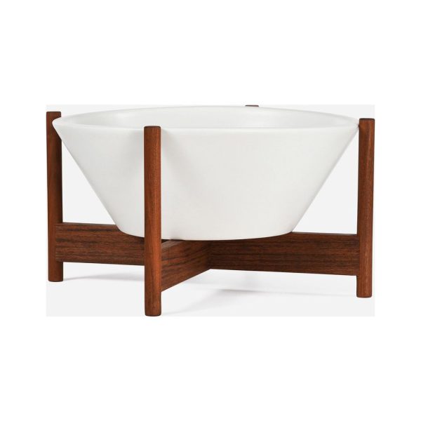 Modernica Ceramic Small Wok Planter | Wood Stand Hot on Sale - Image 2