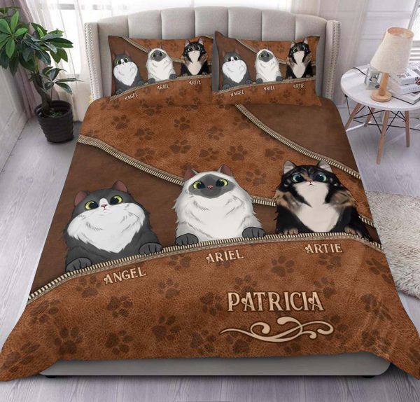Cat Personalized Bedding Set, Personalized Gift for Cat Lovers, Cat Mom, Cat Dad - BD011PS11 Hot on Sale - Image 2