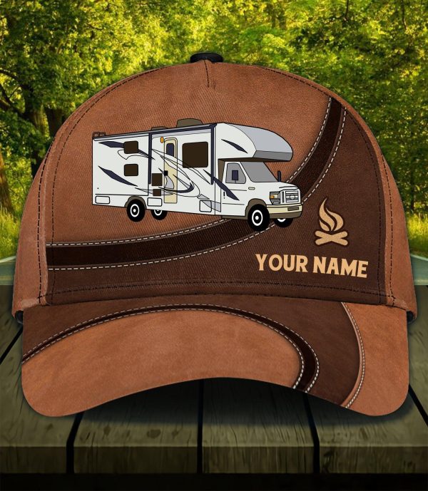 Camping Brown Curves With Logo Personalized Classic Cap, Personalized Gift for Camping Lovers - CP109PS07 Cheap - Image 2
