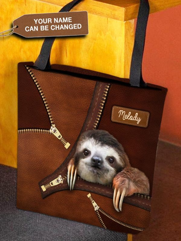 Personalized Sloth All Over Tote Bag, Personalized Gift for Sloth Lovers - TO221PS06 Online