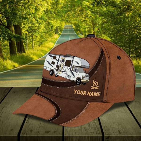Camping Brown Curves With Logo Personalized Classic Cap, Personalized Gift for Camping Lovers - CP109PS07 Cheap - Image 5