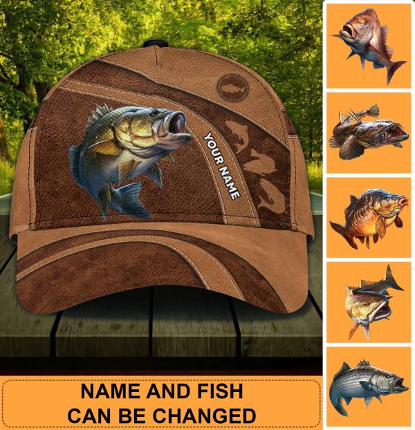 Fishing Brown Curves Personalized Classic Cap, Personalized Gift for Fishing Lovers - CP047PS07 For Discount
