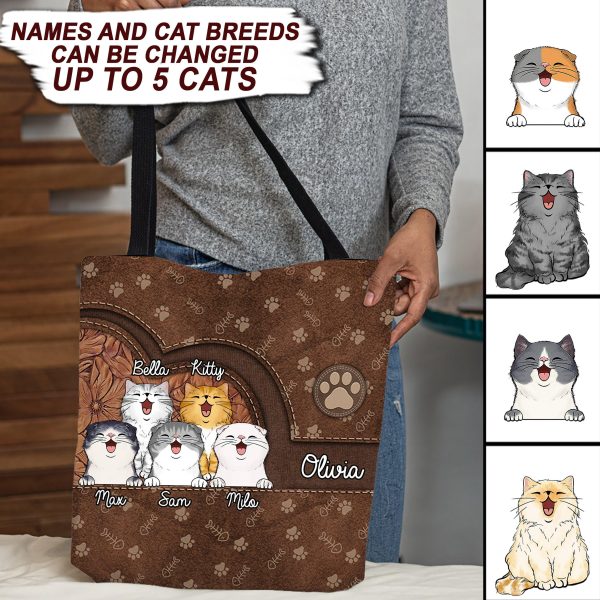 Cat Personalized All Over Tote Bag, Personalized Gift for Cat Lovers, Cat Mom, Cat Dad - TO062PS05 Online