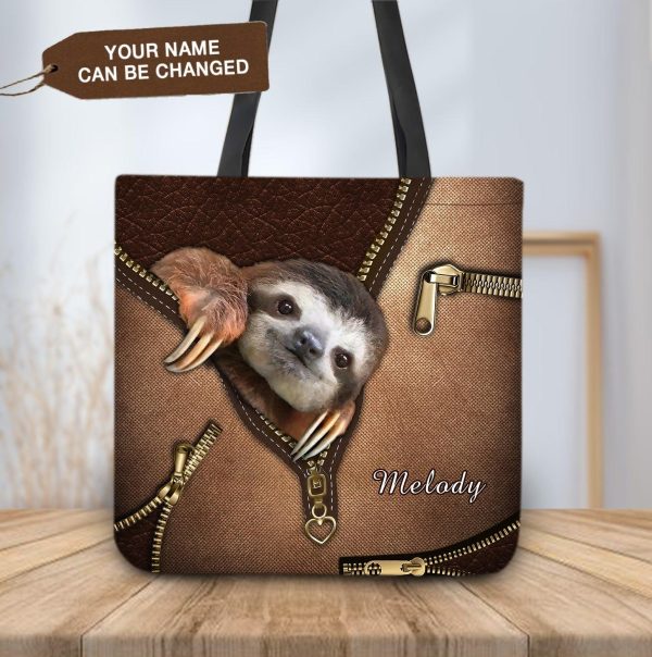 Personalized Sloth All Over Tote Bag, Personalized Gift for Sloth Lovers - TO218PS06 Online Hot Sale