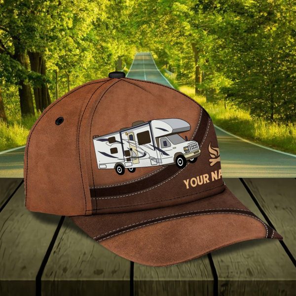 Camping Brown Curves With Logo Personalized Classic Cap, Personalized Gift for Camping Lovers - CP109PS07 Cheap - Image 3